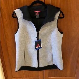 NWT. Hooded Vest. Gray with black lining.